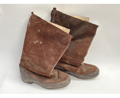 A pair of British RAF airmen's sheepskin boots. Issued to the vendor's late father, a post-war RAF pilot who flew several tho