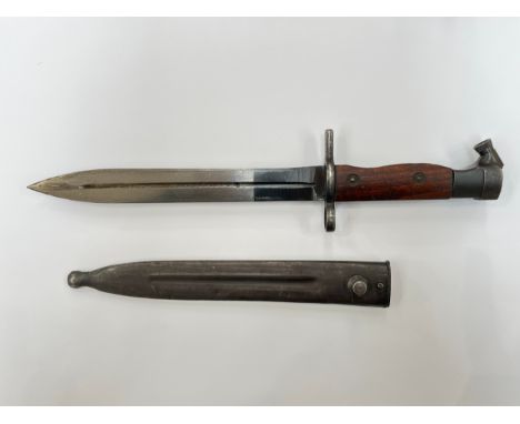 An Egyptian Hakim bayonet for use with the 8mm Hakim SLR, with scabbard