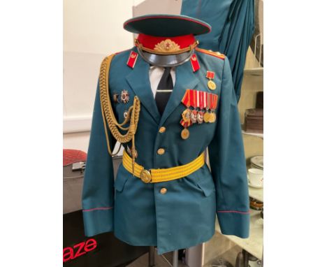 A Cold War era Russian Soviet USSR Colonel's full parade uniform (Motorised Rifle Troops) consisting of two pairs of trousers