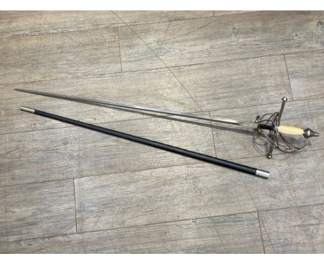 A reproduction reenactor's / display rapier with scabbard