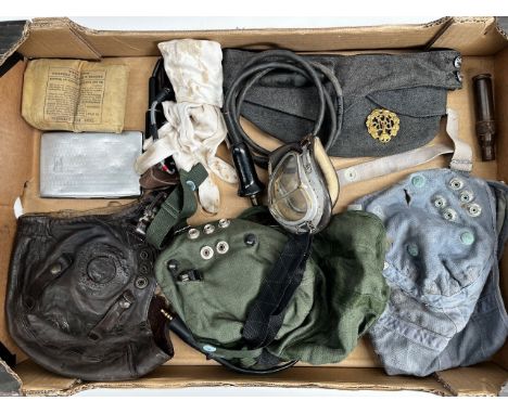A collection of WWII and later RAF pilot's kit including early war flying helmet