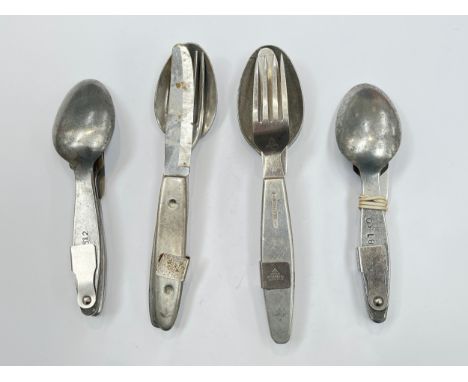 Four British military knife, fork and spoon “compactum” sets