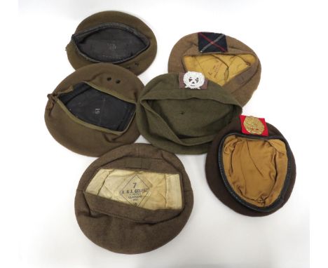 Various items of British Army headwear including 1951 and 1955 Tam O'Shanter hat