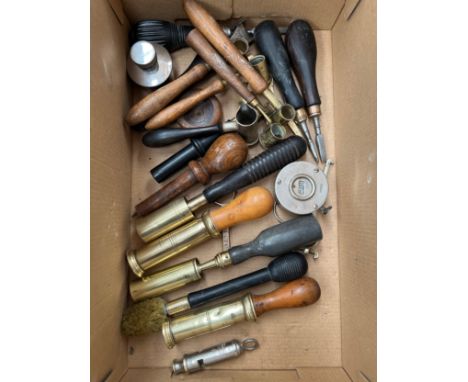 A collection of mainly gun loading and measuring tools