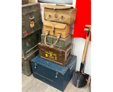 Five various cases including Bren magazine, tool boxes and 7.62 L2A2