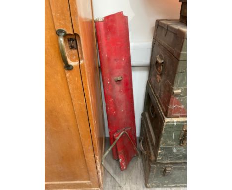 An aircraft wing relic in two sections together with an armoured glass panel, possibly from a vehicle
