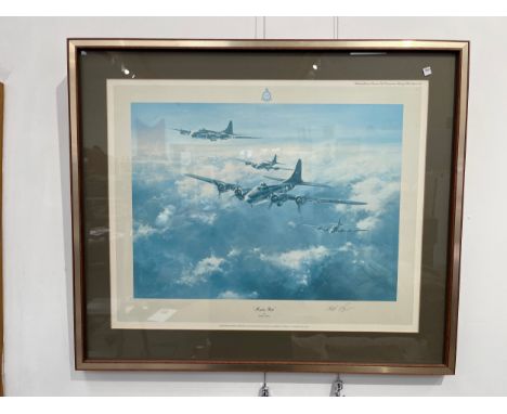 A limited edition print after Robert Taylor "Memphis Belle", first edition pencil signed by Captain Robert K. Morgan, Colonel