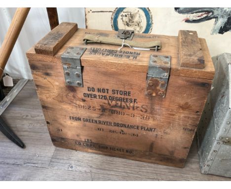 A US M9A1 anti tank grenade crate / box, stencilled details, thought to be WWII