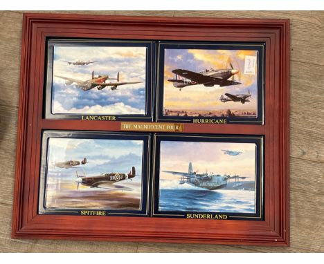 A Davenport Pottery Barry Price 'The Magnificent Four' porcelain display showing famous WWII aircraft, together with a quanti