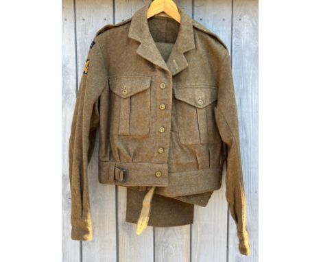A British 1949 pattern Battledress blouse dated 1953, size 13 with Royal Corps of Transport Port Task Force (RCT) shoulders t