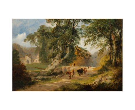 CRESWICK, THOMAS (1811-1869), „Calder Abbey Sketch“, Öl auf Leinwand, u. li. Monogrammiert „TC“, verso auf dem Keilrahmen bet