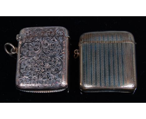 An Edwardian 9ct gold vesta case, of typical rectangular form, having all-over foliate engraved decoration, maker J Gloster L