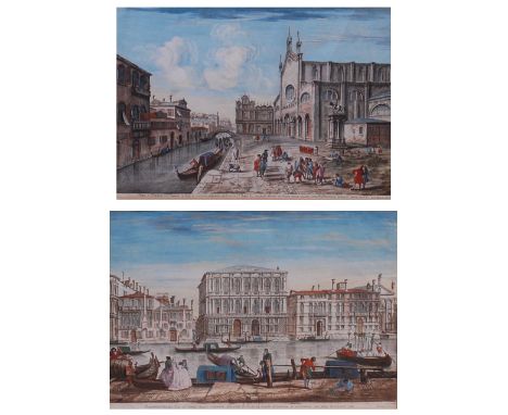 Michele Marieschi (1710-1743) - Pair; Venetian scenes, hand-coloured engravings, 30 x 43cm Condition Report / Extra Informati