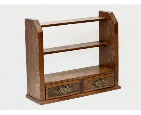 A Late 19th Century Victorian oak wall bracket/spice rack with 2 drawers. 51x16x41.5cm