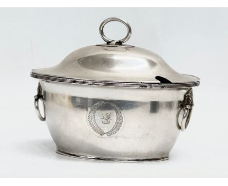 An 18th Century silver over copper lidded tureen. George II/George III. 16x11x13cm