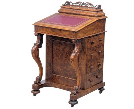 A good quality 19th Century Victorian Burr Walnut Davenport desk. Circa 1860.