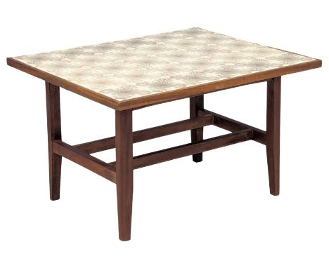 A Mid Century teak and tile top coffee table. 68x57x41.5cm