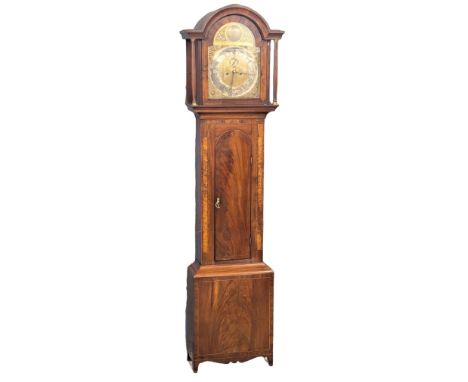A large good quality Late 18th Century / Early 19th Century George III, inlaid mahogany long case clock with steel and brass 