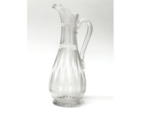 A 19th Century Victorian etched glass pitcher/claret jug. 32cm