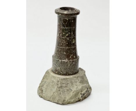 A Cornish Serpentine Marble table lamp/candleholder. 23.5cm