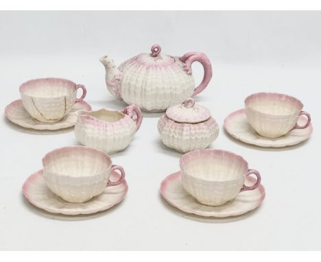 A 2nd Period Belleek Pottery “Neptune” 11 piece tea service. Late 19th/Early 20th Century. 1891-1926.
