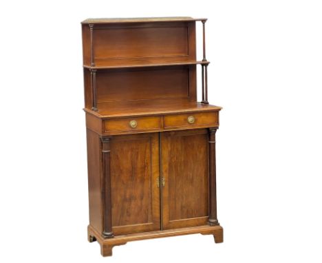 A fine proportioned Early 19th Century George IV mahogany chiffonier with brass gallery back, turned supports and Doric colum
