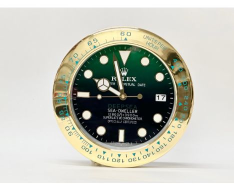 A Rolex Oyster Perpetual Date Deepsea Sea-Dweller wall clock. 34cm