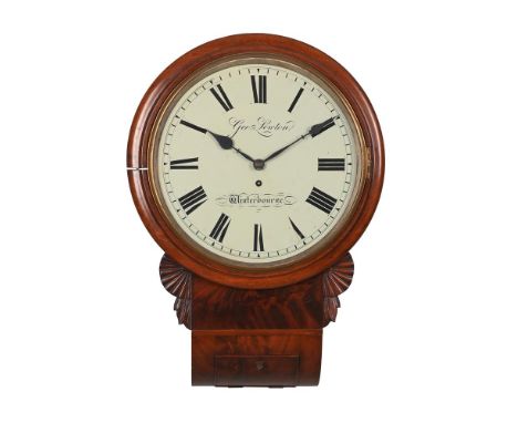 A VICTORIAN MAHOGANY FUSEE DROP-DIAL WALL TIMEPIECEGEORGE LEWTON, WINTERBOURNE, CIRCA 1860The four pillar single chain fusee 