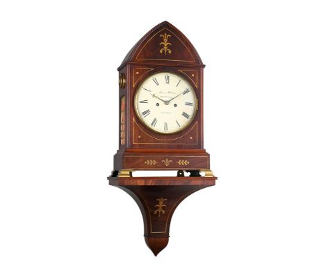 A GEORGE IV BRASS INLAID MAHOGANY BRACKET CLOCKBEARING A SIGNATURE FOR JAMES MCCABE, LONDON, CIRCA 1825The five pillar twin f