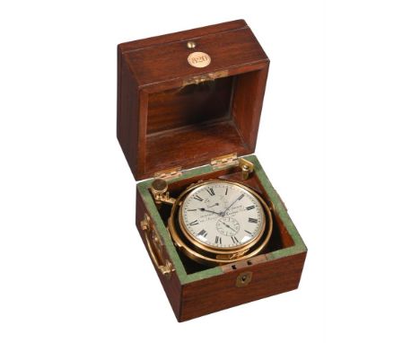 A FINE WILLIAM IV MAHOGANY SMALL TWO-DAY MARINE CHRONOMETER WITH ARNOLD'S 'U + I' SHAPED BALANCEARNOLD AND DENT, LONDON, CIRC