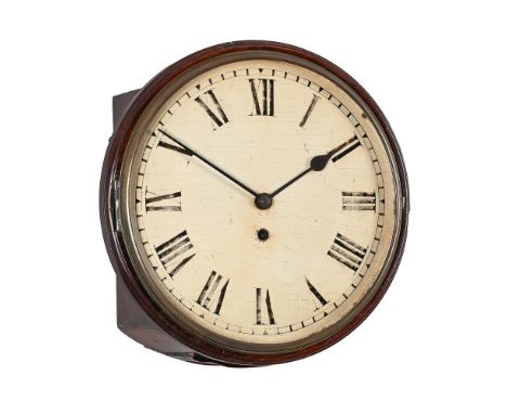 A RARE REGENCY WOODEN-DIALLED FUSEE WALL DIAL TIMEPIECE WITH TEN-INCH DIALINDISTINCTLY SIGNED, SECOND QUARTER OF THE 19th CEN