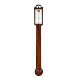 Y A REGENCY MAHOGANY MERCURY STICK BAROMETER