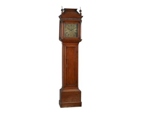 A GEORGE III OAK EIGHT-DAY LONGCASE CLOCKGEORGE MAYNARD, MELFORD, CIRCA 1775The five pillar rack and bell striking movement w