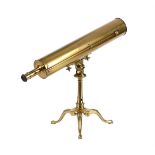 A GEORGE III BRASS 3 INCH GREGORIAN REFLECTING TELESCOPE