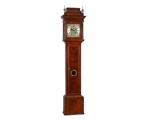 A QUEEN ANNE WALNUT EIGHT-DAY LONGCASE CLOCKJAMES STEVENS, LONDON, EARLY 18th CENTURYThe five pillar inside countwheel bell s