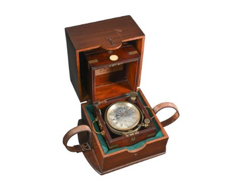 A VICTORIAN MAHOGANY CASED TWO-DAY MARINE CHRONOMETERCHARLES FRODSHAM, LONDON, CIRCA 1880The circular four pillar single chai