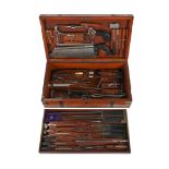 Y A VICTORIAN BRASS BOUND MAHOGANY CASED COMPOSITE SET OF SURGEON'S INSTRUMENTS
