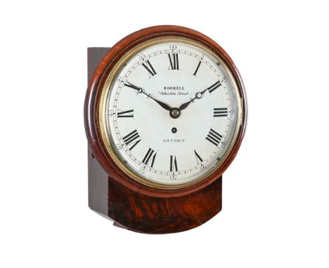 A WILLIAM IV FUSEE DROP-DIAL WALL TIMEPIECE WITH EIGHT-INCH DIALM. J. BORRELL, LONDON, CIRCA 1830The four columnar pillar sin