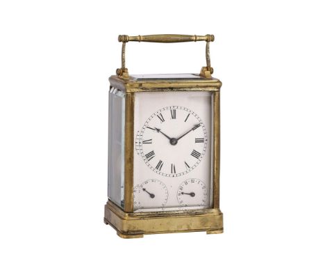 A FRENCH LOUIS PHILIPPE GILT BRASS ALARM CARRIAGE CLOCK WITH CALENDAR BOURDIN, PARIS, CIRCA 1845The two train eight-day bell 