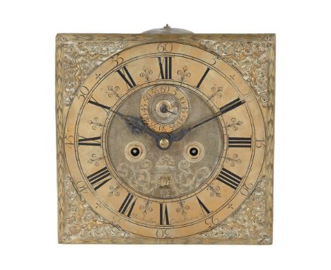 A QUEEN ANNE EIGHT-DAY LONGCASE CLOCK MOVEMENT AND DIALWILLIAM STEPHENS, GODALMING, CIRCA 1705The five finned pillar inside c