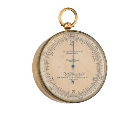 A LATE VICTORIAN LACQUERED BRASS ANEROID SURVEYOR'S BAROMETER WITH ALTIMETER SCALEJ. H. STEWARD, LONDON, LATE 19th CENTURYThe