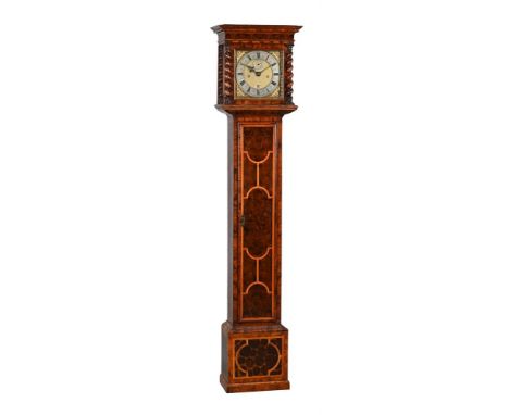 A FINE AND RARE CHARLES II OLIVEWOOD OYSTER VENEERED SMALL LONGCASE CLOCK OF ONE MONTH DURATION THOMAS TOMPION, LONDON, NO. 1