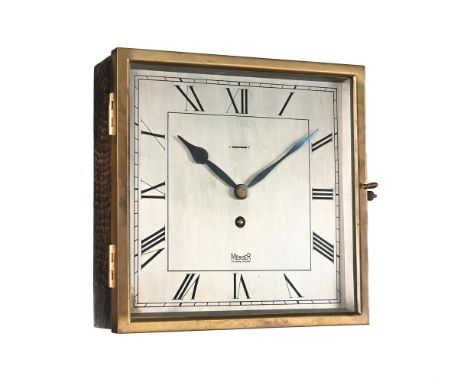 AN OAK AND CAST BRASS OFFICE WALL TIMEPIECETHOMAS MERCER, St. ALBANS, MID 20th CENTURYThe eight-day single going barrel movem