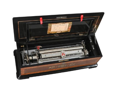 Y&nbspA SWISS INLAID ROSEWOOD 'SUBLIME PICCOLO' MUSIC BOX WITH ZITHER ATTACHMENTPAILLARD, SAINT-CROIX, CIRCA 1880Playing a ch