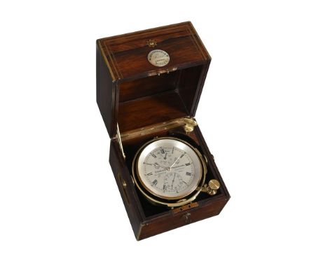 Y&nbspA FINE VICTORIAN BRASS INLAID ROSEWOOD CASED TWO-DAY MARINE CHRONOMETERCHARLES FRODSHAM, LONDON, CIRCA 1880The circular