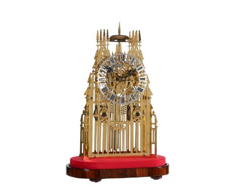 Y&nbspA VICTORIAN BRASS 'YORK MINSTER' SKELETON CLOCKUNSIGNED BUT ATTRIBUTED TO W.F. EVANS AND SON, HANDSWORTH, CIRCA 1870The