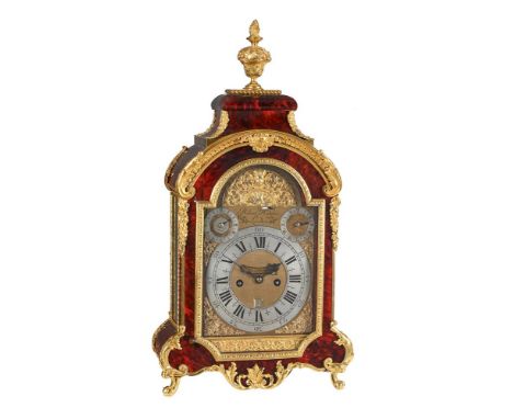 Y&nbspA RARE QUEEN ANNE GILT BRASS MOUNTED TORTOISESHELL QUARTER REPEATING TABLE/BRACKET CLOCK WITH ALARMROBERT HODGKIN, LOND