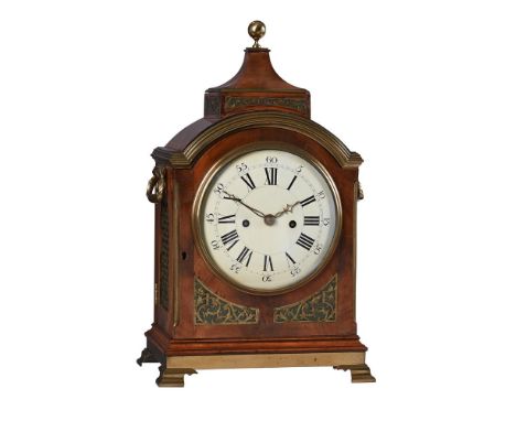 A GEORGE III/REGENCY BRASS MOUNTED MAHOGANY TABLE/BRACKET CLOCK WITH FIRED ENAMEL DIALBARRAUD, LONDON, EARLY 19th CENTURYThe 