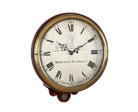 A GEORGE III MAHOGANY VERGE FUSEE DIAL WALL TIMEPIECEWARREN, CANTERBURY, CIRCA 1790The four pillar single fusee movement with