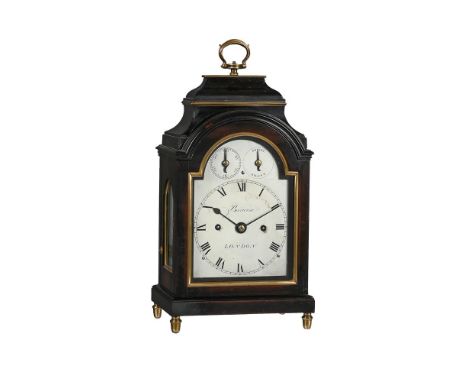 A FINE REGENCY MINIATURE BRASS MOUNTED EBONISED TABLE/BRACKET CLOCK WITH TRIP-HOUR REPEATBARWISE, LONDON, CIRCA 1820The five 